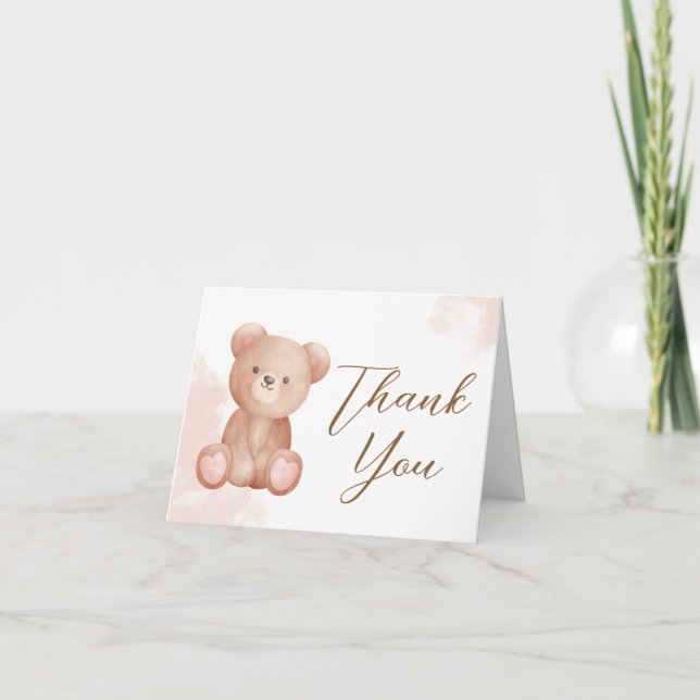 Tarjeta De Agradecimiento Podemos pretender esperar al oso Baby Shower (Anverso)