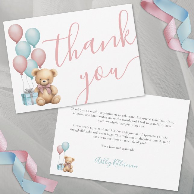 Tarjeta De Agradecimiento Podemos pretender esperar al oso Baby Shower (We Can Bearly Wait Bear Baby Shower Thank You Card)