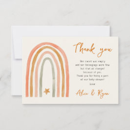 Tarjeta De Agradecimiento Poema De Baby Shower De Boho Rainbow Y Star