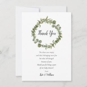 Tarjeta De Agradecimiento Poema de baby shower de vegetación de eucalipto de