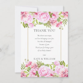 Tarjeta De Agradecimiento Poema de baby shower floral de rosas