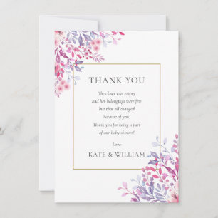 Tarjeta De Agradecimiento Poema de Baby Shower Flores Silvestres