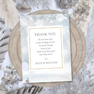 Tarjeta De Agradecimiento Poema para Baby Shower Primera Nieve