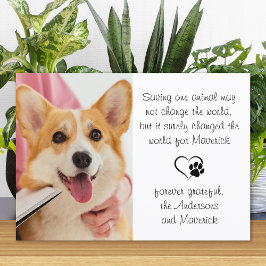 Tarjeta De Agradecimiento Poema veterinario personalizado Mascota de perros