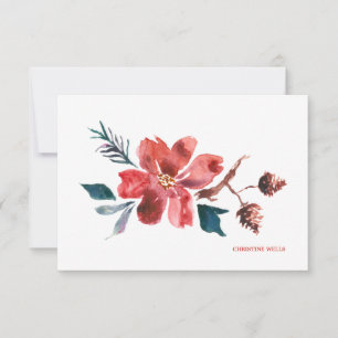 Tarjeta De Agradecimiento Poinsettia Watercolor Notecard