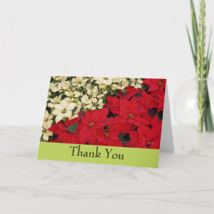 Tarjeta De Agradecimiento Poinsettias blancas y rojas con flores