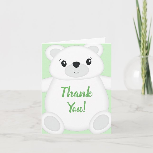 Tarjeta De Agradecimiento Polar Bear Baby Shower (Anverso)