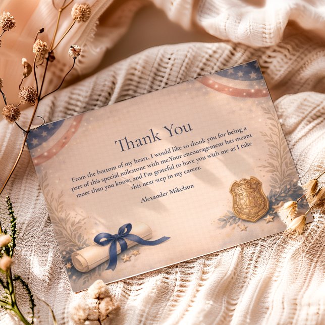 Tarjeta De Agradecimiento Police Officer Academy Milestone Graduation (Subido por el creador)