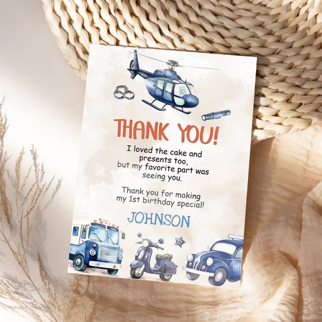 Tarjeta De Agradecimiento Policía Fiesta de cumpleaños 1 (Subido por el creador)