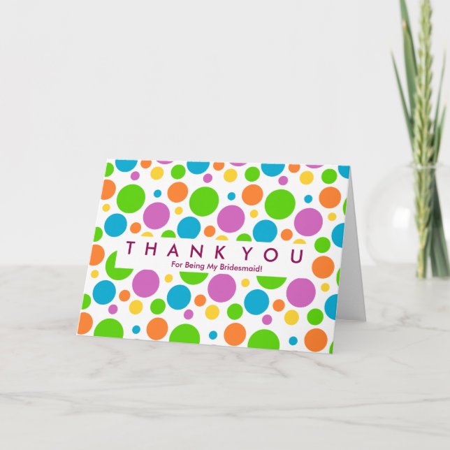 Tarjeta De Agradecimiento Polka Dot Budge Por Ser Mi Novia Gracias (Anverso)