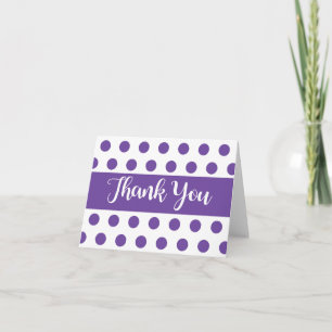 Tarjeta De Agradecimiento Polka Dot Gracias Morado Y Blanco