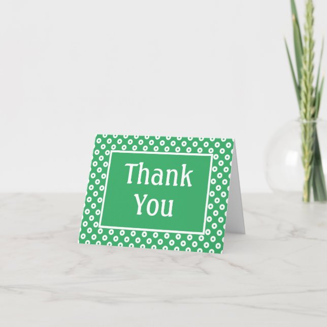 Tarjeta De Agradecimiento Polka Verde Simple Y Brillante (Anverso)