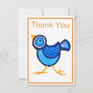 Tarjeta De Agradecimiento Pollita azul Gracias