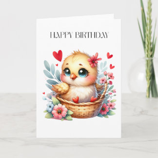 Tarjeta De Agradecimiento Pollito de cumpleaños lindo.