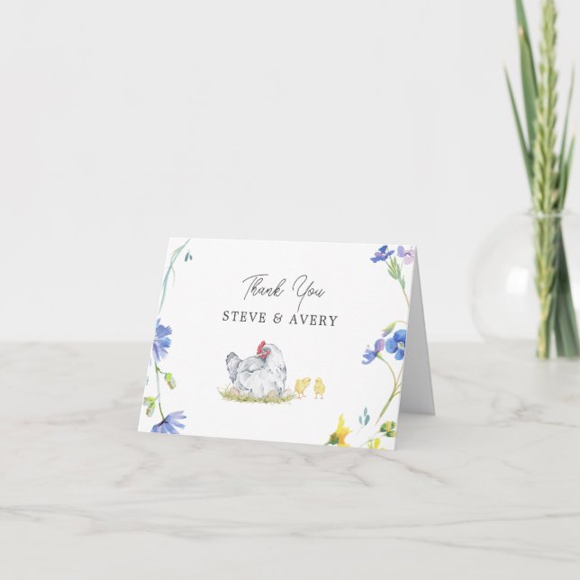 Tarjeta De Agradecimiento Pollitos de Granja Rústica | Shower de Bebé (Anverso)