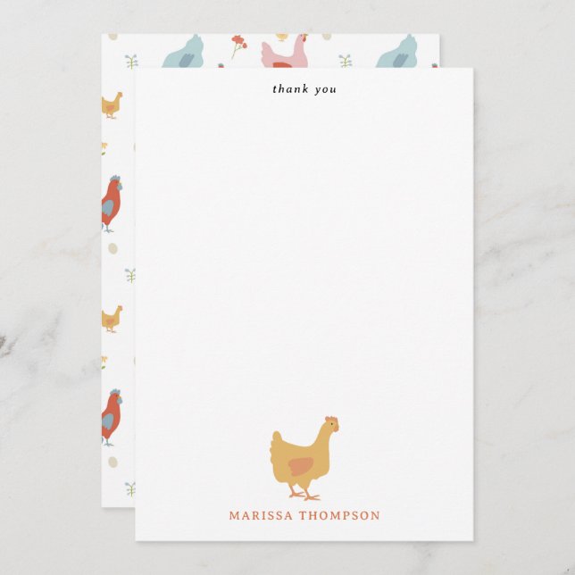 Tarjeta De Agradecimiento Pollitos Lindos Gallinas y Polluelos (Anverso / Reverso)