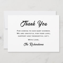 Tarjeta De Agradecimiento Pollo de cerdo negro blanco BBQ Baby Shower BabyQ