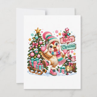 Tarjeta De Agradecimiento Pollo Lindo Feliz Navidad