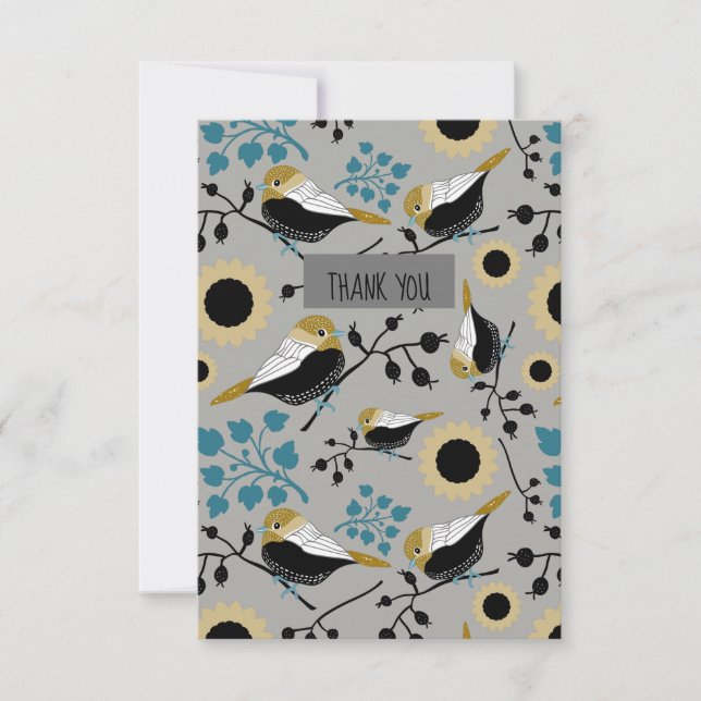 Tarjeta De Agradecimiento Pollos Y Berries Dulces Y Cutáneos (Anverso)