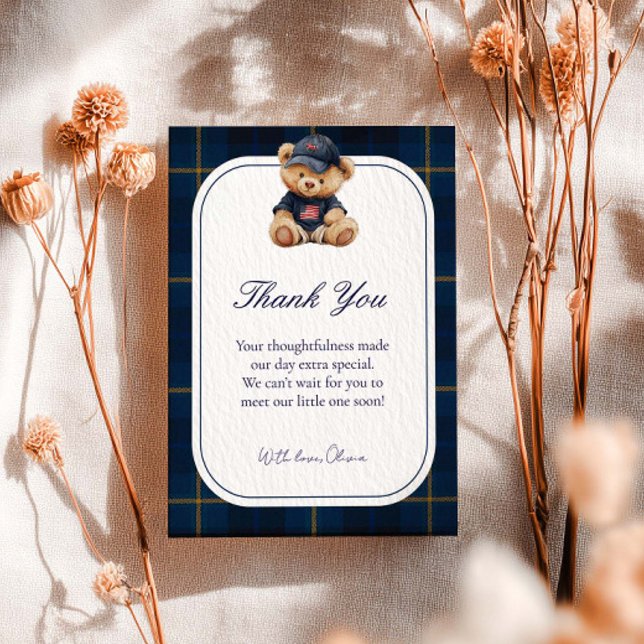 Tarjeta De Agradecimiento Polo Teddy Bear Baby Shower Thank You Card (Subido por el creador)
