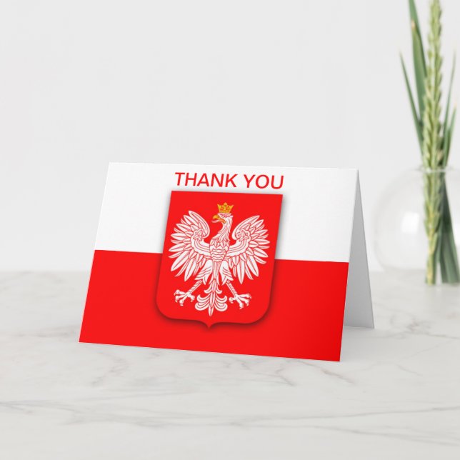 Tarjeta De Agradecimiento Polonia Polska Bandera Polaca Águila Blanca Rojo (Anverso)