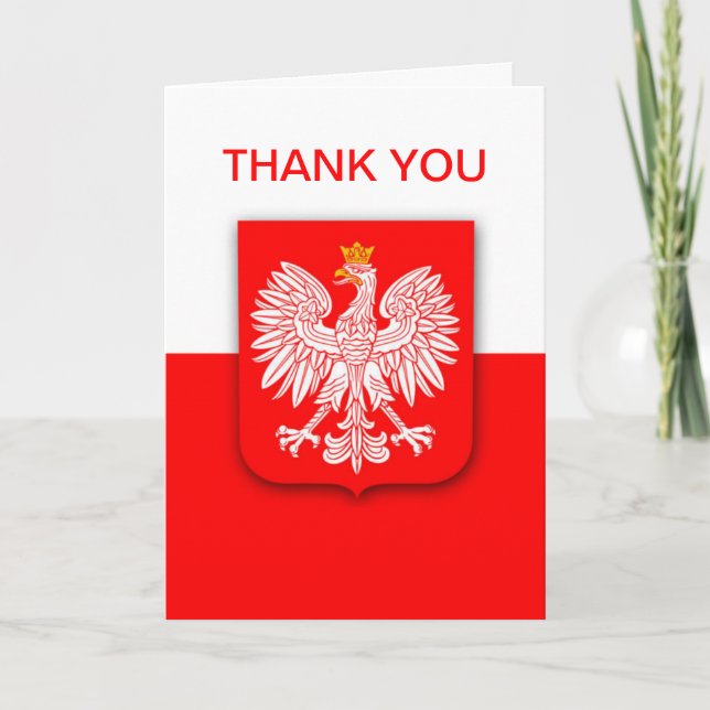 Tarjeta De Agradecimiento Polonia Polska Bandera Polaca Águila Blanca Rojo (Anverso)