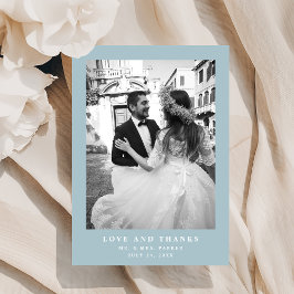 Tarjeta De Agradecimiento Polvo Azul Elegante texto y foto | BODA