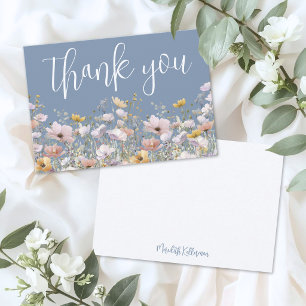 Tarjeta De Agradecimiento Polvo de Flor Silvestre Azul Claro