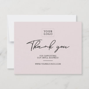 Tarjeta De Agradecimiento Polvo Rosa Moderno Letra de Negocios Gracias