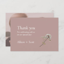 Tarjeta De Agradecimiento Polvoriento Rosa Minimalista elegante con flores d