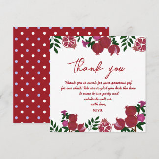 Tarjeta De Agradecimiento Pomegranate Fruite Fresco Cumpleaños Gracias tarje