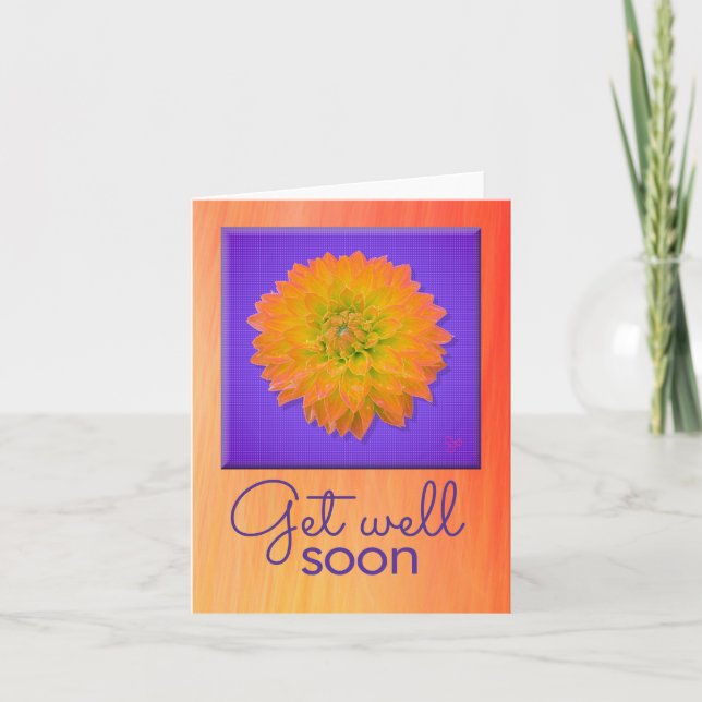Tarjeta De Agradecimiento Ponte bien pronto con el naranja dahlia de Jo Imag (Anverso)