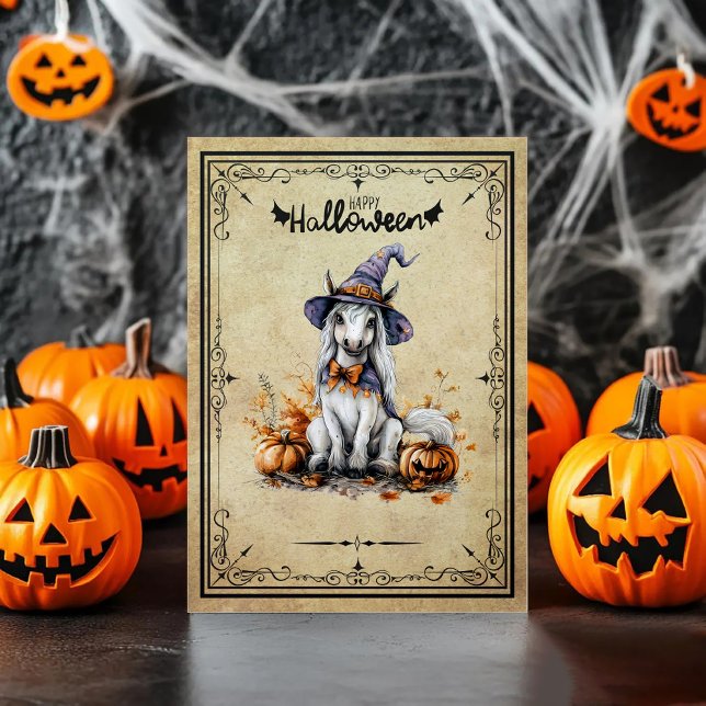 Tarjeta De Agradecimiento Pony Horse Witch Pumpkin Happy Halloween (Subido por el creador)