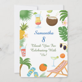 Tarjeta De Agradecimiento Pool Party Thank You Card - Summer Theme