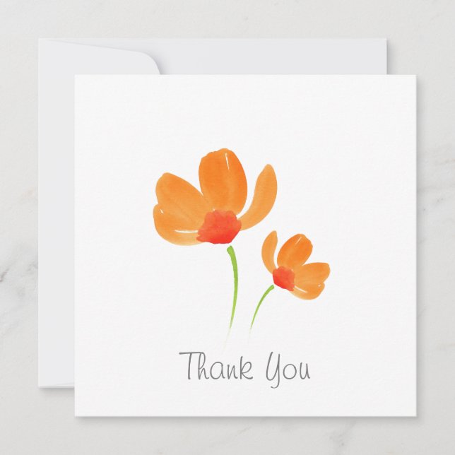 Tarjeta De Agradecimiento Poppies de color de agua naranja (Anverso)