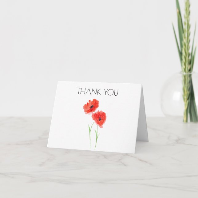 Tarjeta De Agradecimiento Poppies Floral Primera fiesta de cumpleaños Gracia (Anverso)