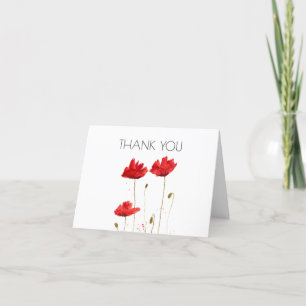 Tarjeta De Agradecimiento Poppies Floral Primera fiesta de cumpleaños Gracia