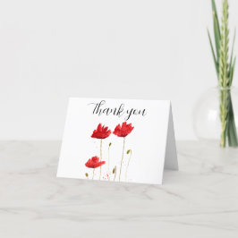 Tarjeta De Agradecimiento Poppies Red Floral Baby Shower Gracias