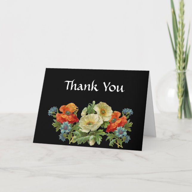 Tarjeta De Agradecimiento Poppies y Cornflowers Personalizado (Anverso)