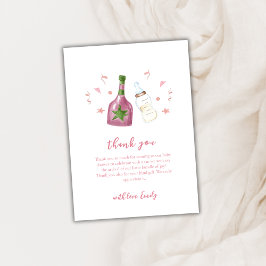 Tarjeta De Agradecimiento Poppin Rosa Sweet Champagne Botellas Baby Shower