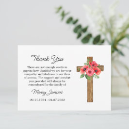 Tarjeta De Agradecimiento Poppy Cross Sympathy Thank You Card