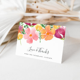Tarjeta De Agradecimiento Poppy de California | Floral acuática colorida