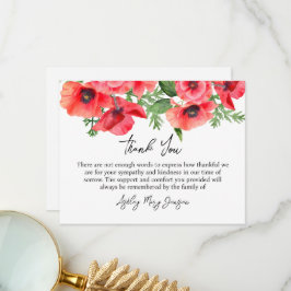 Tarjeta De Agradecimiento Poppy Funeral Thank You Card Bereavement