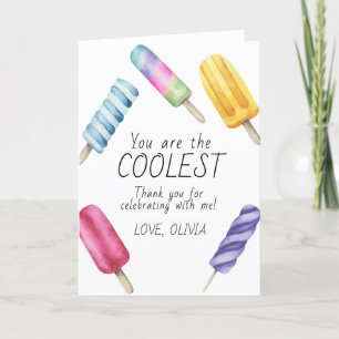 Tarjeta De Agradecimiento Popsicle de cumpleaños de verano en acuarela graci