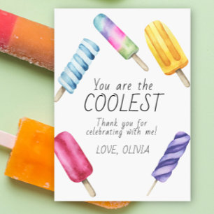Tarjeta De Agradecimiento Popsicle de cumpleaños de verano en acuarela graci