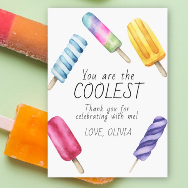 Tarjeta De Agradecimiento Popsicle de cumpleaños de verano en acuarela graci (Subido por el creador)
