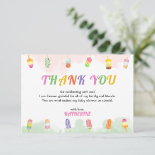 Tarjeta De Agradecimiento Popsicle está lista para pop