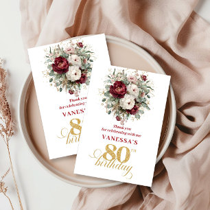 Tarjeta de agradecimiento por 80 cumpleaños Modern