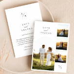 Tarjeta de agradecimiento por amor y agradecimient<br><div class="desc">Expresa tu gratitud con nuestra tarjeta de agradecimiento y amor Boda. Este elegante diseño presenta un collage de tus preciadas fotos bodas en la parte delantera, junto con un mensaje en la parte posterior. La tarjeta de doble cara, en blanco y negro, combina elementos rústicos y modernos, perfectos para bodas...</div>