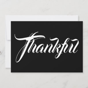 Tarjeta de agradecimiento por caligrafía blanca y